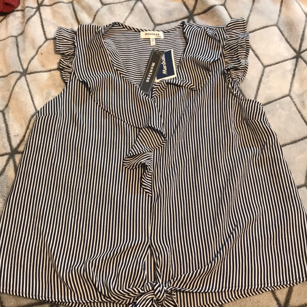 White and blue stripped tank